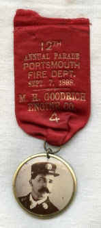 1898 Portsmouth, New Hampshire Fire Department Annual Parade Ribbon