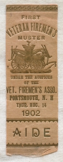 1st Portsmouth, New Hampshire Veteran Firemen's Muster Ribbon