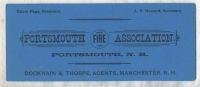 1890s Portsmouth, New Hampshire Fire Association Ink Blotter