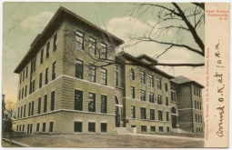 Circa 1906-1907 Postcard of Portsmouth High School, Portsmouth, New Hampshire in Winter