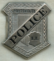 Beautiful Ca. 1900 Portsmouth, New Hampshire Police Radiator Badge in Extremely Nice Condition