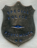 Cool Vintage 1960's Portsmouth, NH Special Police Badge, Blue Paint Variant