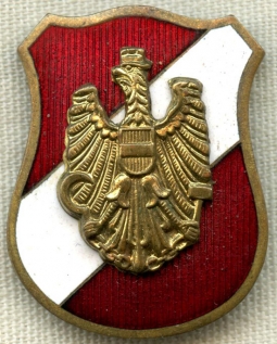 Late 1940s Austrian National Police Enamel Hat Badge by F. Petzl