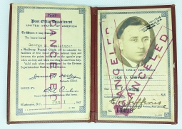 Rare 1937's US Post Office Dept. Railway Mail Service Postal Clerk Credentials.