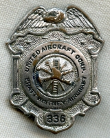 Late 1930s Pratt & Whitney Aircraft Fire Department Crash Crew Badge