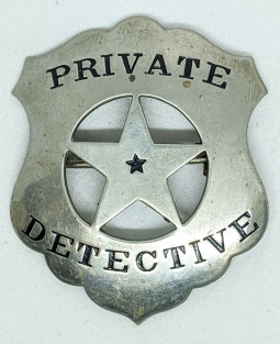 Wonderful 1880's Old West Private Detective Circle Cut Out Star Shield Badge.