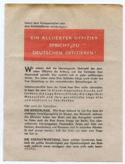 Small WWII Surrender Leaflet Dropped by US on German Soldiers