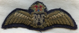 Beautiful & Scarce Late WWII RAF (Royal Air Force) Full Dress Bullion Pilot Wing