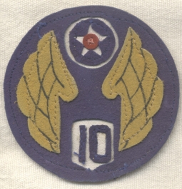 Rare WWII CBI Made 10th American Air Force Leather Multi-piece Shoulder Patch