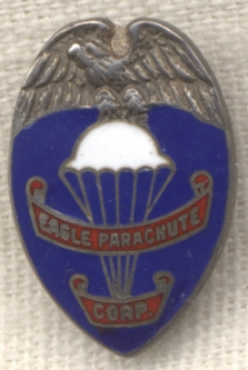 Rare World War II Sterling Silver Eagle Parachute Co. Bailout Pin