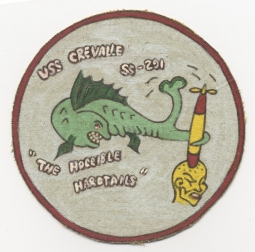Rare and Unique WWII USS Crevalle SS-291 Hand-Painted Jacket Patch