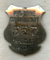 Rare WWII Philippine Constabulary (PC) Special Agent Badge
