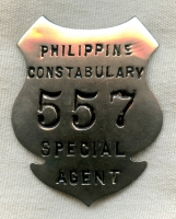 Rare WWII Philippine Constabulary Special Agent Badge by Zamora