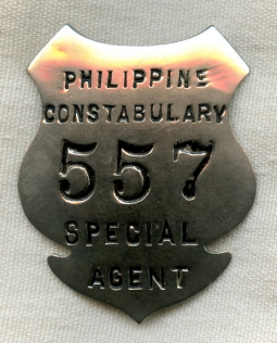 Rare WWII Philippine Constabulary Special Agent Badge by Zamora