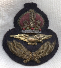 Beautiful WWII Canadian-Made RAF - RCAF Officer Service Dress Hat Badge by Muir