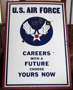 Wonderful Circa 1948 USAF & US Army Porcelain Enameled Recruiting Sign