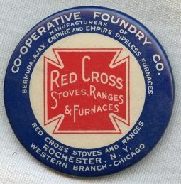 Great Ca. 1910 Red Cross Stove Advertising Pocket Mirror in Celluloid.