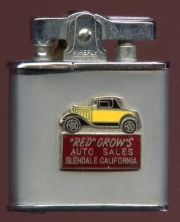 Cool Mid-1950s "Red" Crow's Auto Sales Advertising Lighter Ronson Copy by Firefly