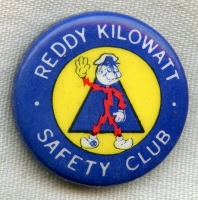 Cool Vintage 1960s-1970s Reddy Kilowatt Safety Club Celluloid Pin