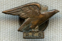 Great Ca 1900 Lapel Stud of Eagle Over R.E.D. Possible Red Eagles Fraternity Related