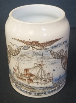 Wonderful Span-Am War Ca 1898 Remember the Maine Lithographed Beer Mug