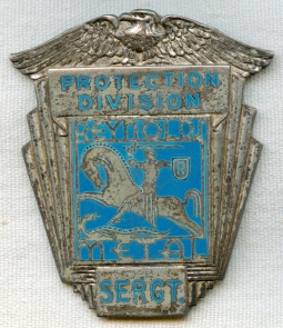 Beautiful WWII Reynolds Metal Manufacturing Factory Security Sergeant Badge