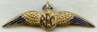 Stunning WWI Royal Flying Corps Sweetheart Wing, Mess Dress Type with Lovely Blue Enamel