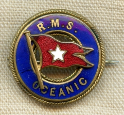 Wonderful ca 1900 White Star Line Steamship R.M.S. Oceanic Souvenir Lapel Pin