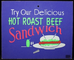 Great Vintage 1950's - 60's Diner Sign for Roast Beef Sammy - Which Looks Like an Alien!