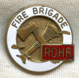Small WWII Rohr Aircraft Co. Fire Brigade Enameled Hat (?) Badge