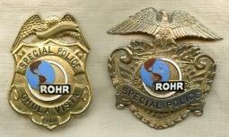 Pair 1950's-1960's ROHR Aircraft Plant Security Special Police Hat & Breast Badge Set