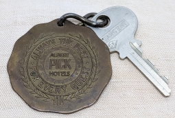 Great 1930s Hotel Roosvelt, Pittsburgh, PA Albert PICK Hotels Room Key & Fob #653
