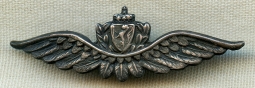 WWII Royal Norwegian Air Force RNAF Pilot Hat Wing in Sterling Silver by Roden Bros of Toronto