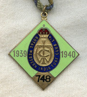 Rare 1939-1940 Membership Badge or Fob for Exclusive Royal Western India Turf Club