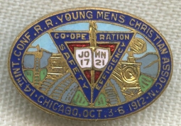Scarce 1912 Railroad YMCA (RRYMCA) 14th International Conference Enameled Lapel Pin