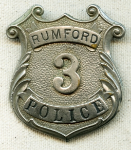 1st Issue, Ca 1904 Rumford, Maine Police Badge. Rare
