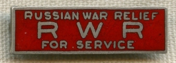 WWII Russian War Relief (RWR) "For Service" Enameled Sterling Lapel Badge