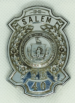 Scarce 1920's - 30's Salem, MA Fire Department Badge #40