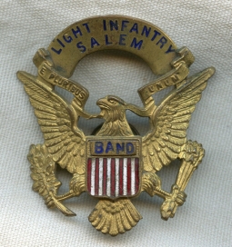Great Ca. 1900 Salem Light Infantry Military Brass Band Officer Hat Badge from Salem, Massachusetts