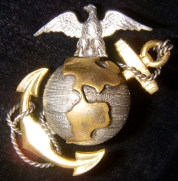 Beautiful "Salty" Early 1930s USMC Officer Dress Cap Badge in Gilt & Silver-Plated Brass by Meyer