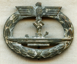 Great, 'Salty' Early WWII Kriegsmarine U-Boat Badge by French Maker Baqueville