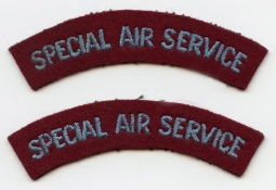 Rare WWII Pair of UK SAS (Special Air Service) Shoulder Titles Wool Felt Embroidered in Silk