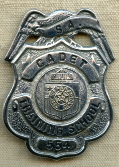 1930s-40's San Antonio Texas Police Cadet Training School Badge #554