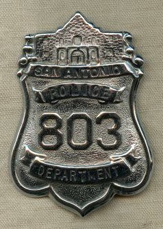 1969 Dated San Antonio Texas Police Badge #803 with Simmang Maker Mark