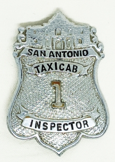 Rare 1940's - 50's San Antonio Texas Police Department. Taxicab Inspector #1 Bage