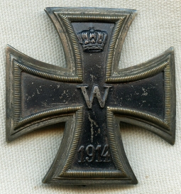 Scarce WWI Imperial German Iron Cross 1st Class Vaulted with Plated Brass Frame
