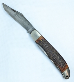 Nice 1950's Schrade Walden 225 (NOT 225H) Folding Bowie Pocket Knife with Bone Handles