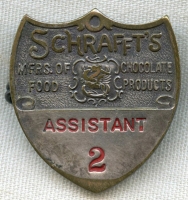 Circa 1900 Schrafft's (Chocolate Manufacturers) Worker Badge by Bastian Bros.
