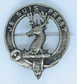 Nice Ca. 1900's mid-size Scottish Clan Fraser Badge in Silver Plated Nickel with Nice Detail.