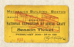 Rare 1911's Season Ticket To the 2nd National Exposition of Aerial Craft at the Boston MA Mechanics